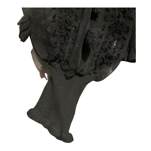 Almost Famous Floral Appliqué Long Sleeve Mock Neck Black Sweater Top Size L - Picture 4 of 13